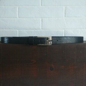 Vintage Danier Italian leather made in Canada black belt silver buckle